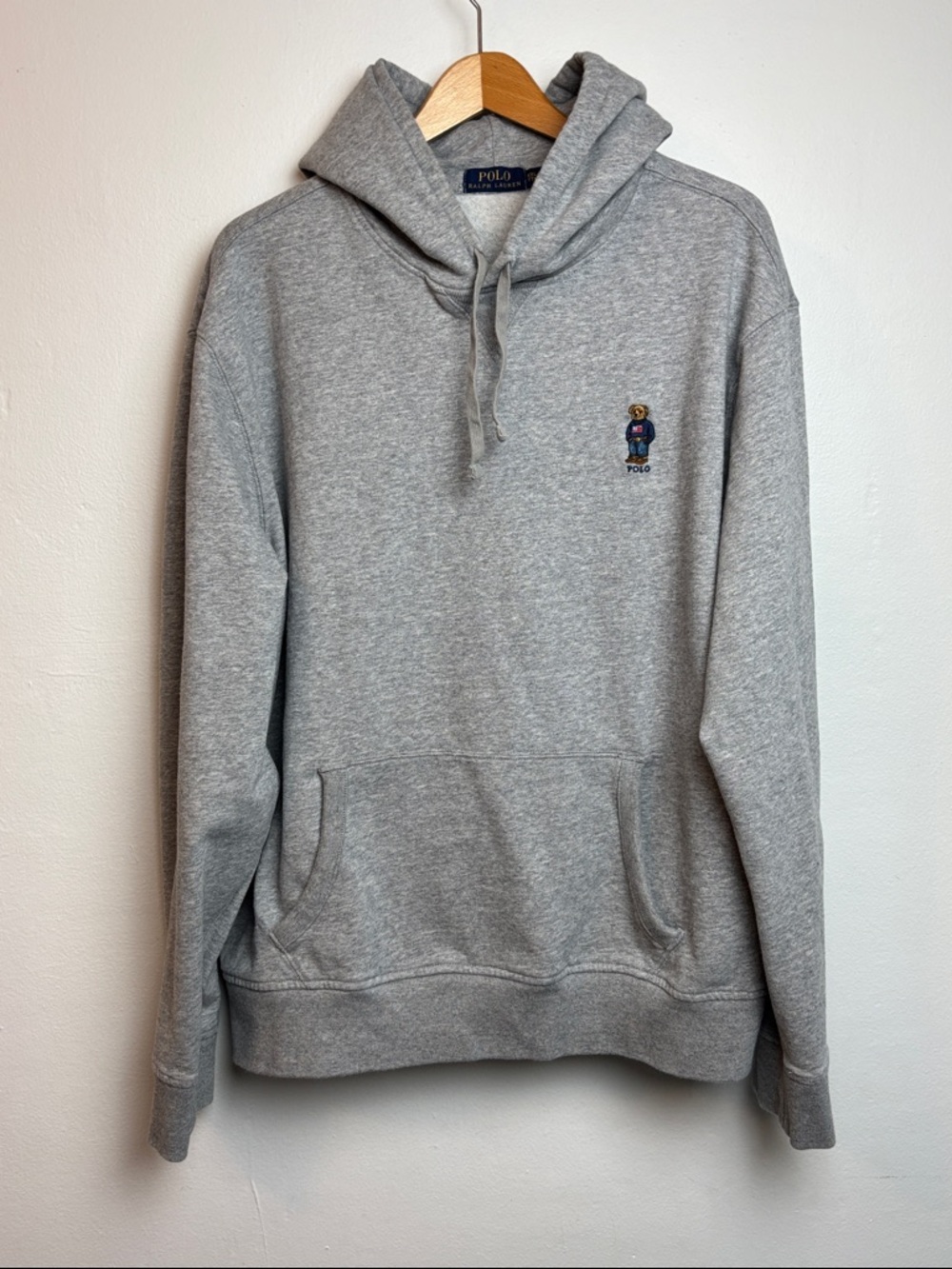 Polo Ralph Lauren Men’s XXL Polo Bear Fleece Hoodie Heathered Gray Pullover‎